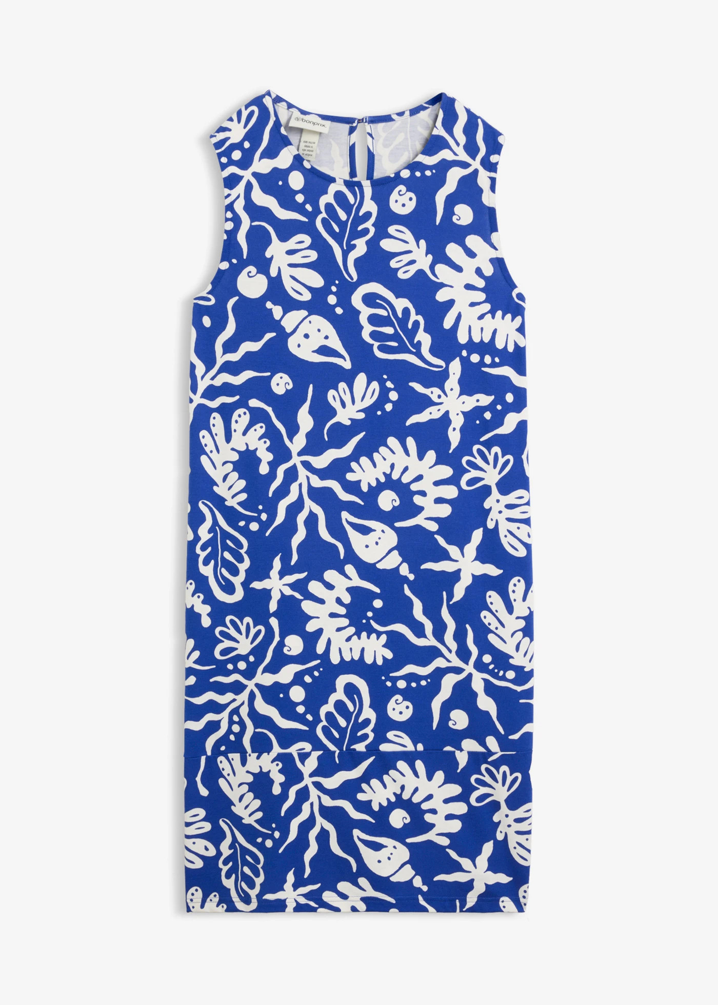 Jersey jurk in een viscosemix kobaltblauw-wolwit met print | Bonprix NL (Influencer)