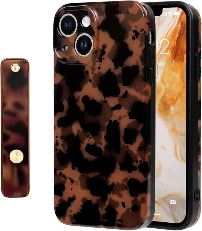 NITITOP Compatible for iPhone 14 Plus / 15 Plus Case with Wrist Strap Cute Stylish Leopard Print ... | Amazon (US)