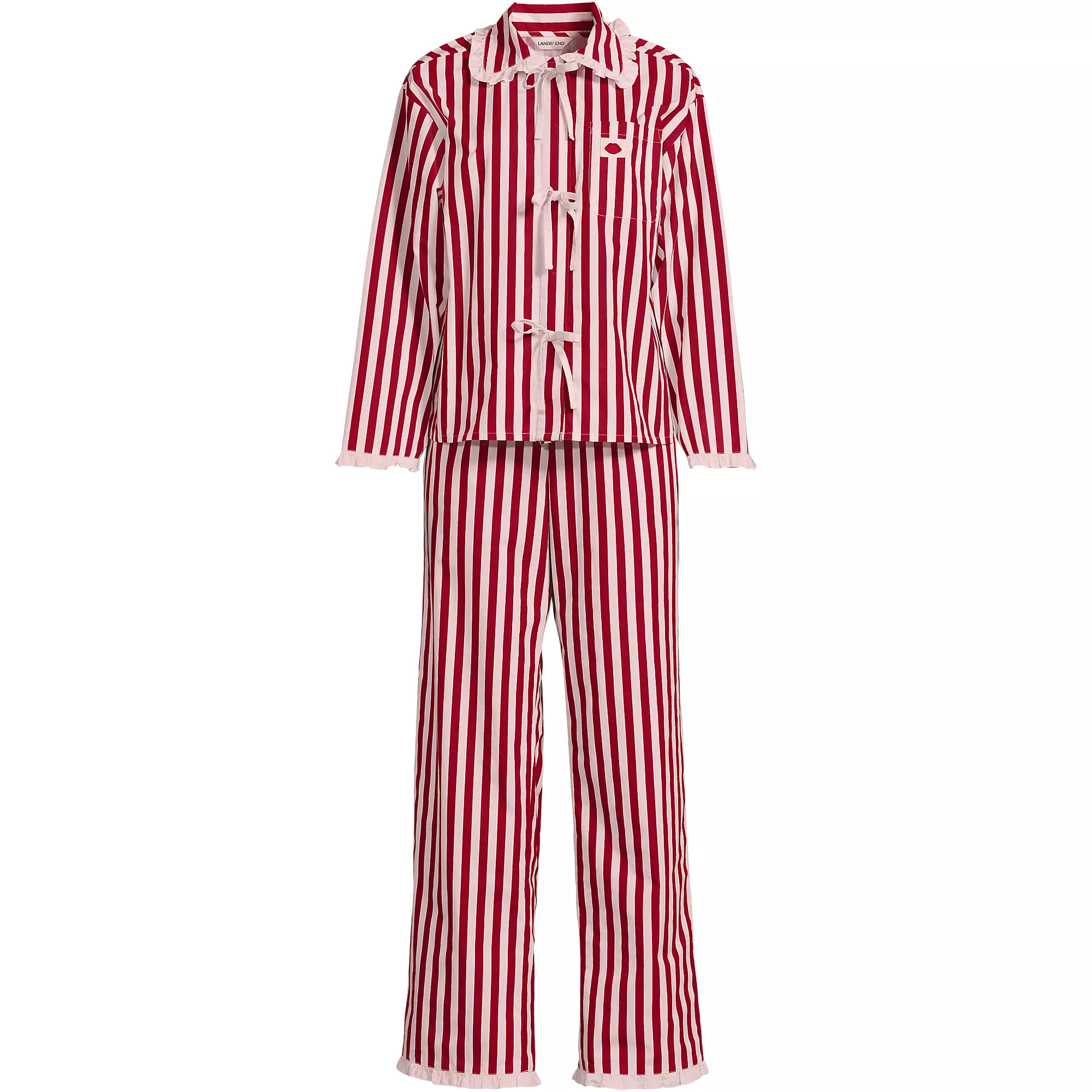 Women's Lulu Guinness Poplin Peter Pan Collar Sleep Set | Lands' End (US)