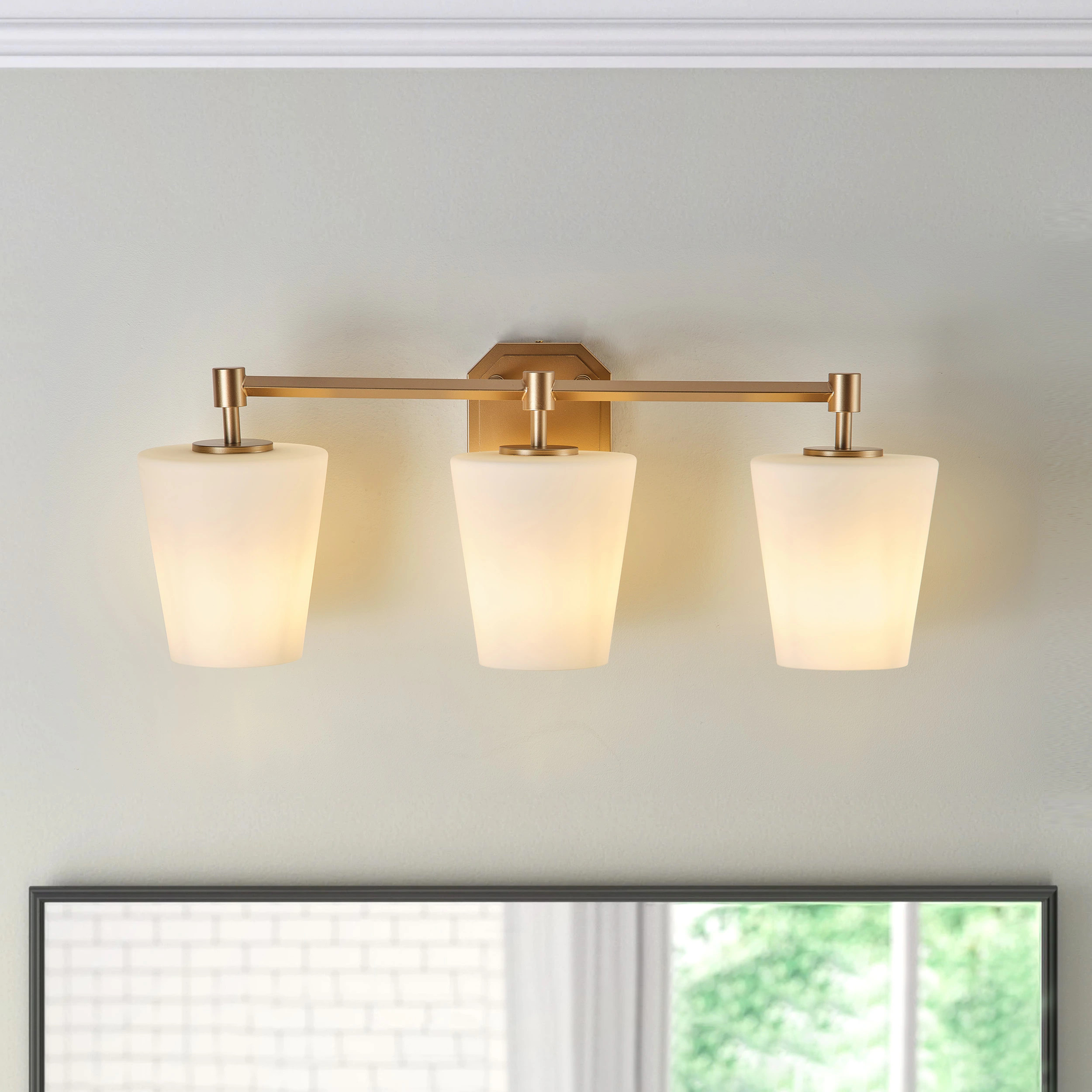 Aiwen 24.41-in 3 Light Brass Modern/contemporary Bathroom Vanity light Stainless Steel one_size | HH-W245-GD | Lowe's