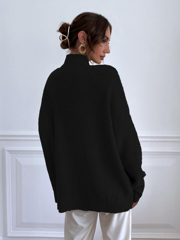 SHEIN Essnce Stand Collar Batwing Sleeve Sweater | SHEIN