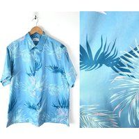 Vintage Tori Richard Hawaiian Shirt, Blue & Pink Leaf Print Mens Xxl, Bright Tropical Summer Beach Shirt | Etsy (US)