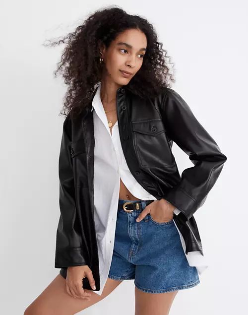Faux Leather Oversized Shirt-Jacket | Madewell