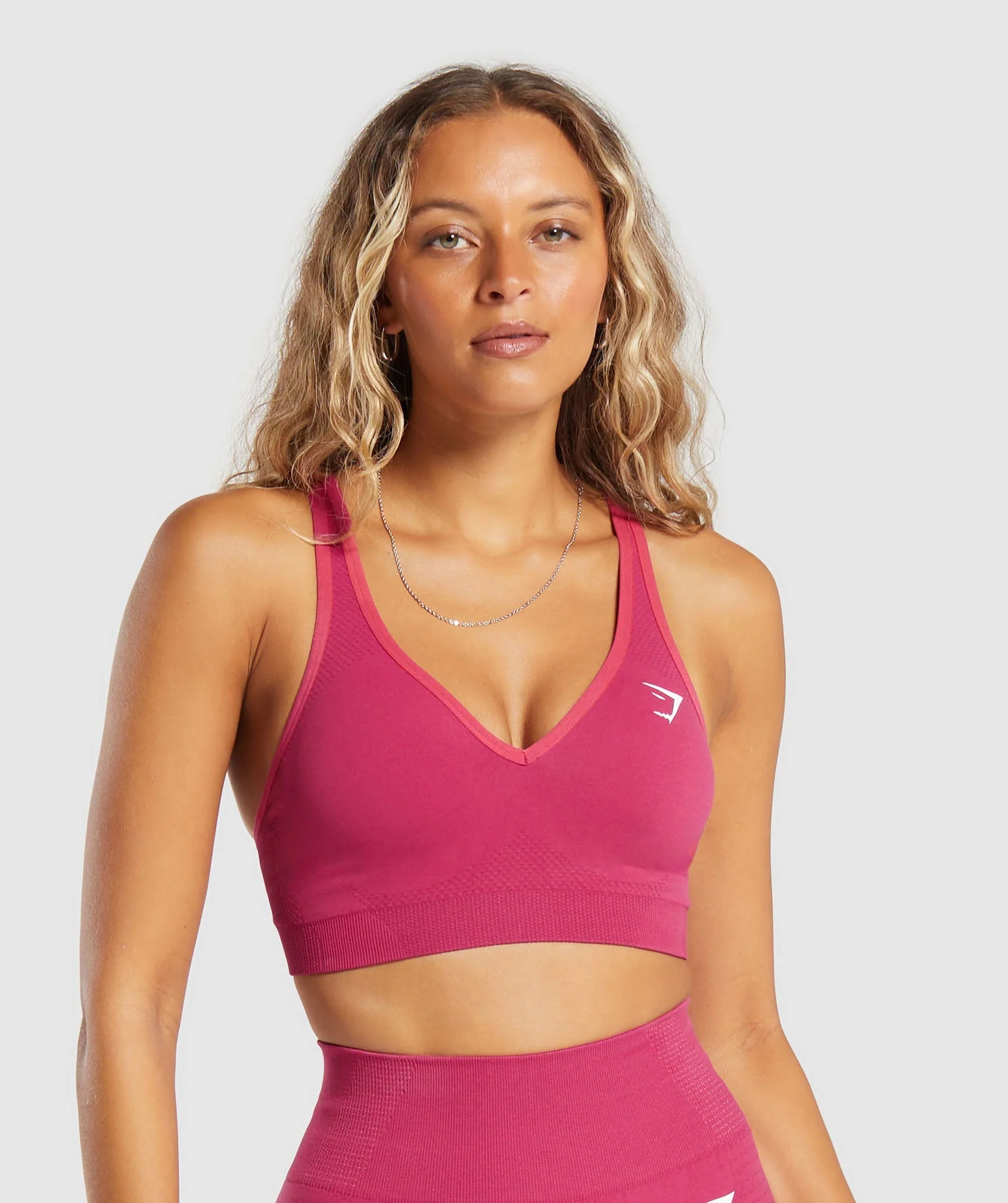 Gymshark Vital Seamless 2.0 V Neck Sports Bra - Vintage Pink/Marl | Gymshark CA