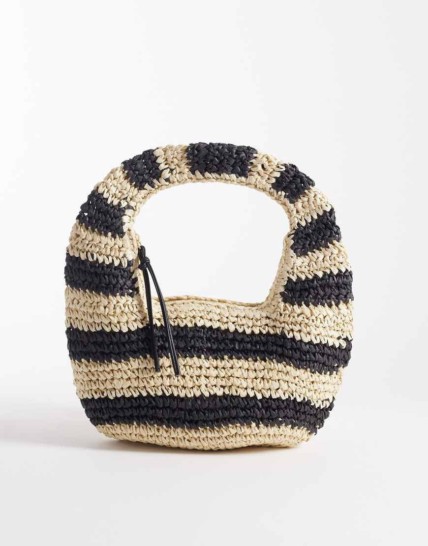 South Beach straw clutch purse in black and natural stripes-Multi | ASOS (Global)