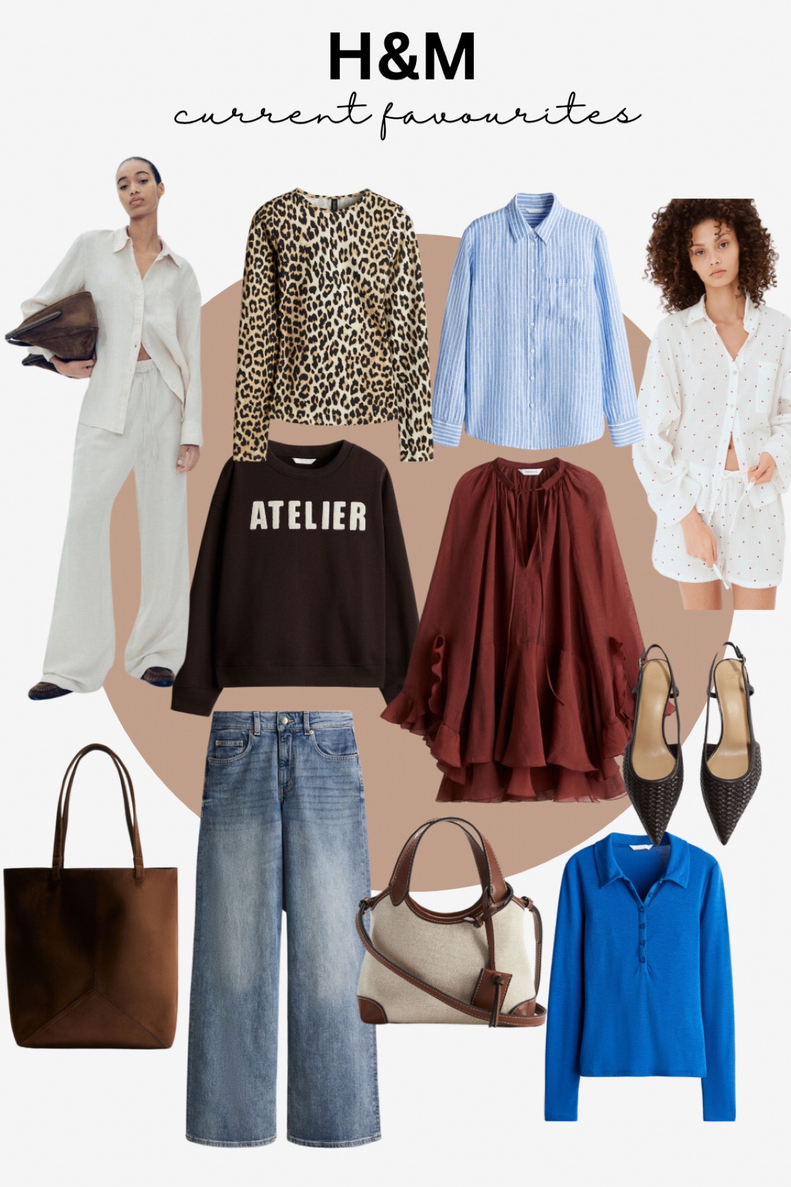 H&M NEW IN ✨ Leopard print top, valentines pjs, suede tote bag, boho dress, blue stripe shirt, linen trousers, wide leg jeans ✨  

#LTKeurope #LTKuk #LTKFashionMonth