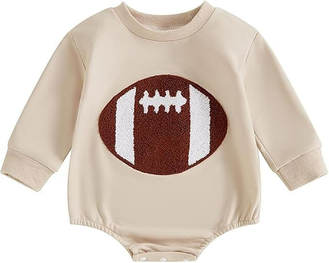 Kislio Newborn Baby Boy Clothes Football Sport Sweatshirt Romper Game Day Letter Print Sweater To... | Amazon (US)