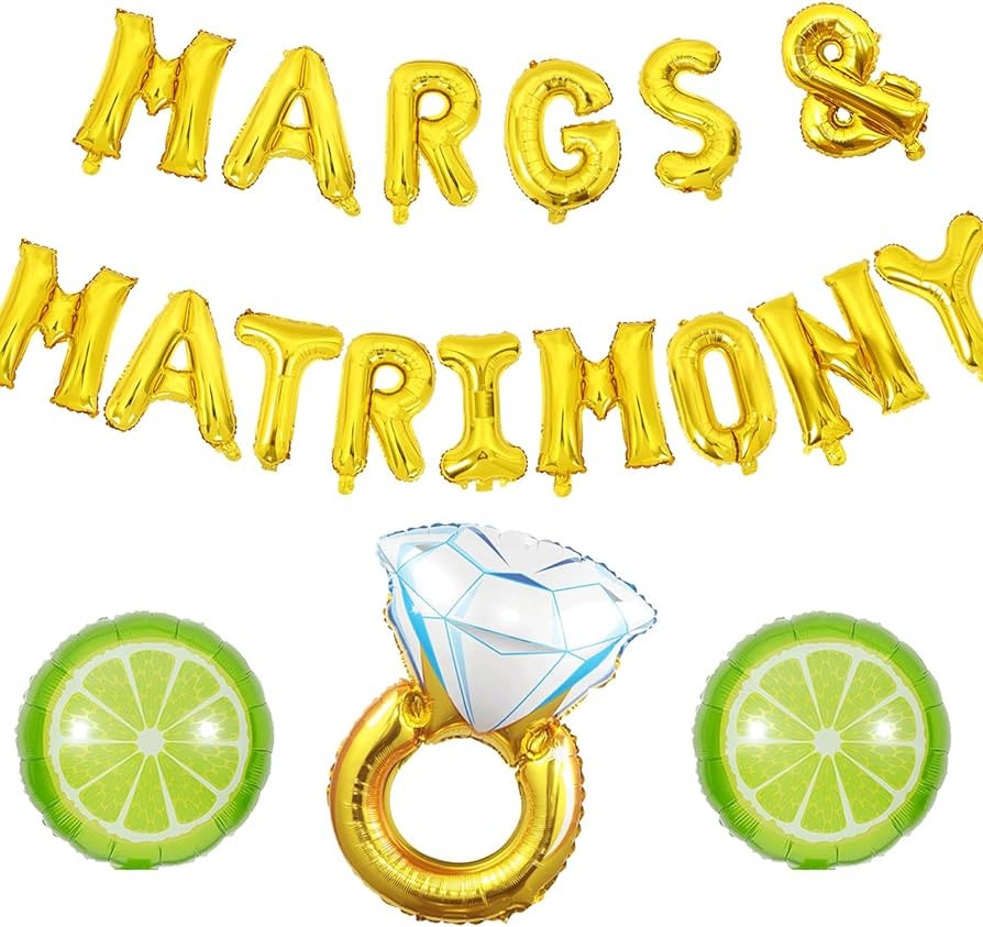 Wonmelody Margs and Matrimony Bachelorette Decorations Margs and Matrimony Banner Lime and Diamon... | Amazon (US)