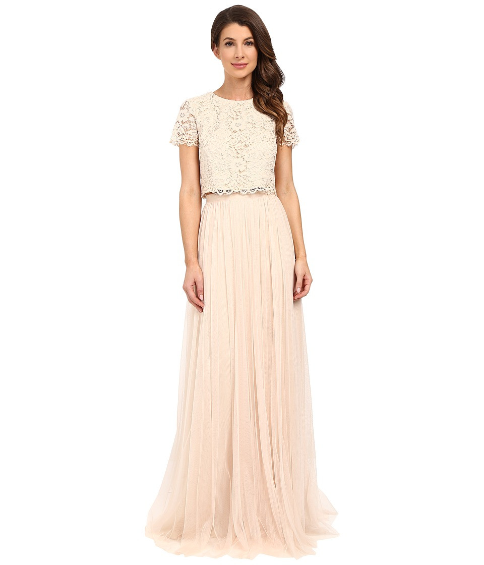 Donna Morgan - Amelia Cap Sleeve Top w/ Tulle Skirt (Fawn) Women's Dress | Zappos