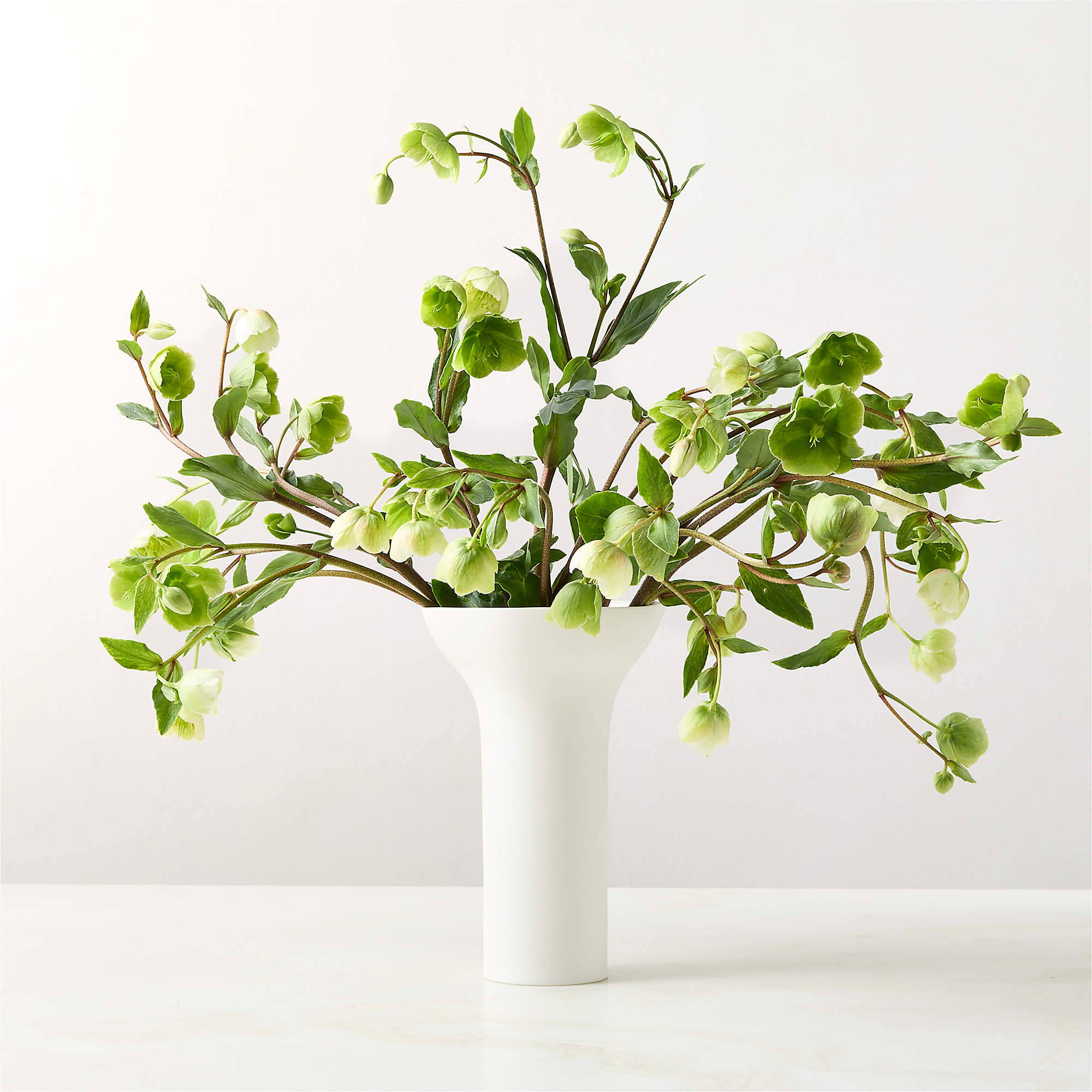 Flora Tall White Porcelain Vase + Reviews | CB2 | CB2