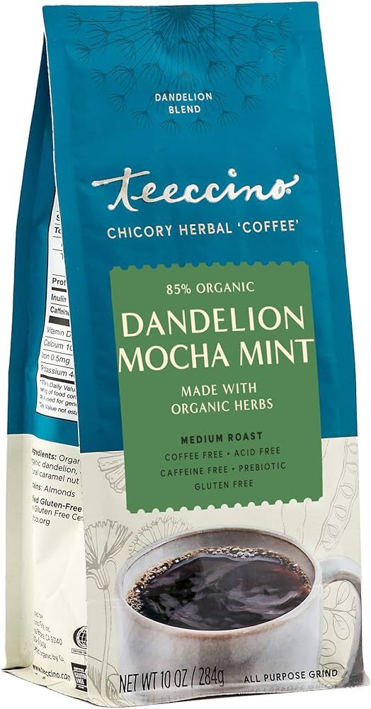 Teeccino Coffee Alternative – Dandelion Mocha Mint – Detox Deliciously with Dandelion Herbal ... | Amazon (US)