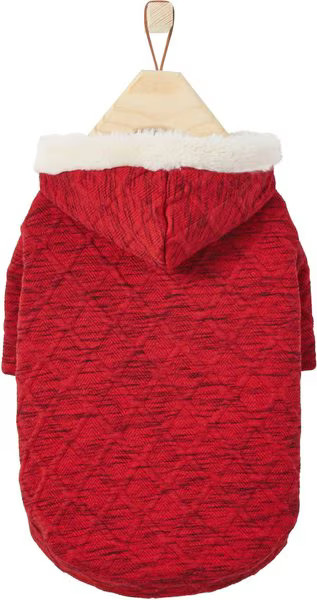 FRISCO Textured Knit Dog & Cat Hoodie, Heather Red, Large - Chewy.com | Chewy.com