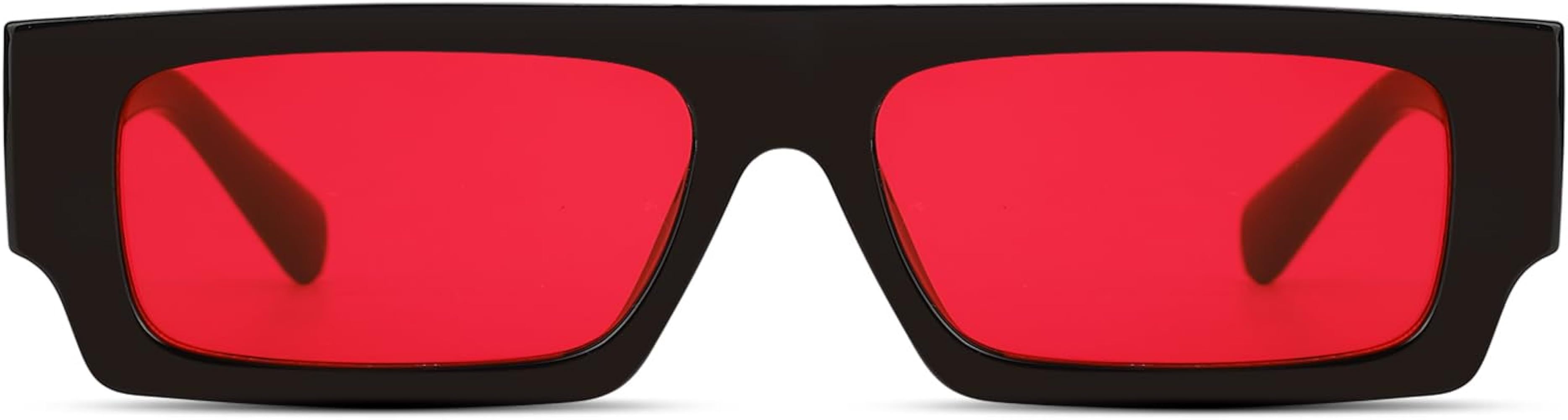 TruFabV Vintage Rectangle Sunglasses for Men Women 90s Retro Fashion Glasses Square Shades | Amazon (US)