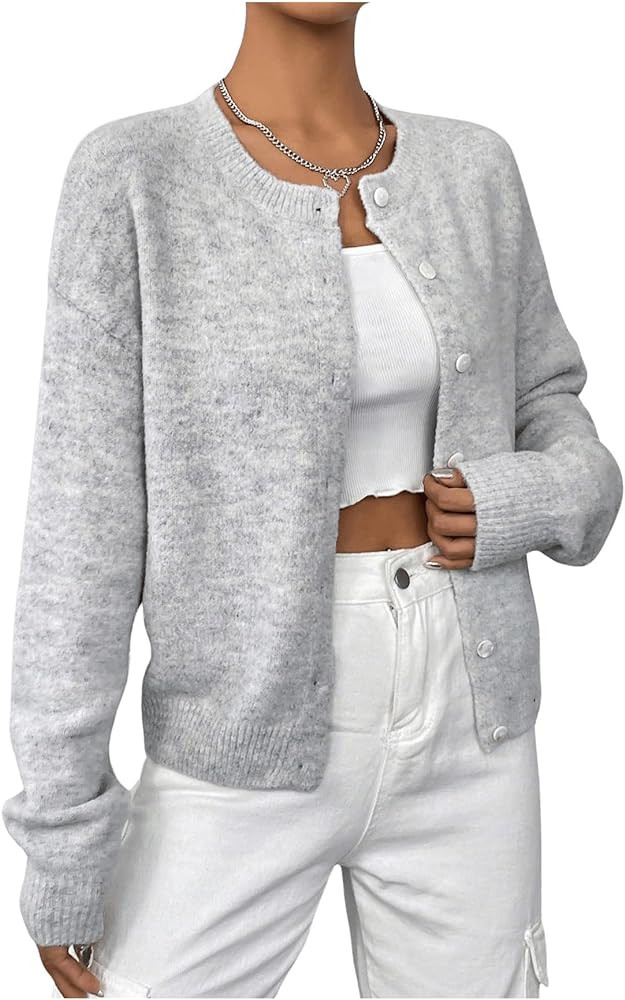 Women's Knit Cardigans Long Sleeve Button Dwon Lightweight Cardigan Sweaters Trendy Fall Outfits | Amazon (US)