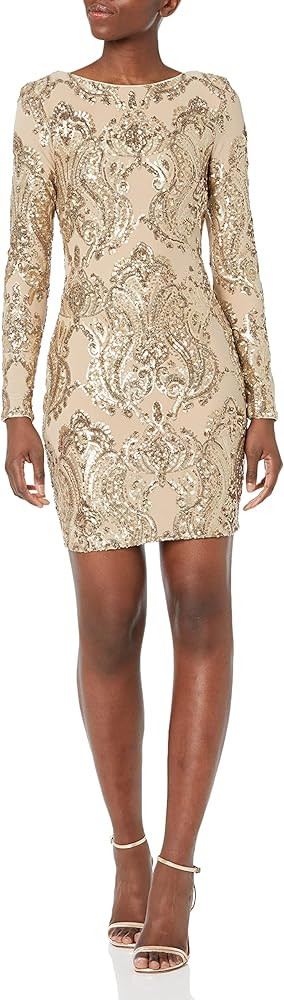Dress the Population Women's Lola Long Sleeve Sequin Dress | Amazon (US)