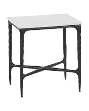 20in Marble Top Iron Stand Side Table | Marshalls