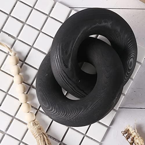 Ohiyoo 2-Link Black Wood Knot Decor Home Decor, Living Room Chain Link Decor Shelf Decor, Home Decor | Amazon (US)