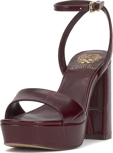 Vince Camuto Women's Pendry Heeled Sandal, Plum Croco Leather, 6.5 | Amazon (US)