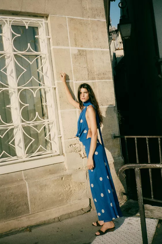 PRINTED POLKA DOT MIDI DRESS | Zara US