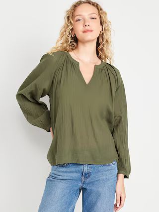 Split-Neck Crinkle Gauze Top | Old Navy (US)