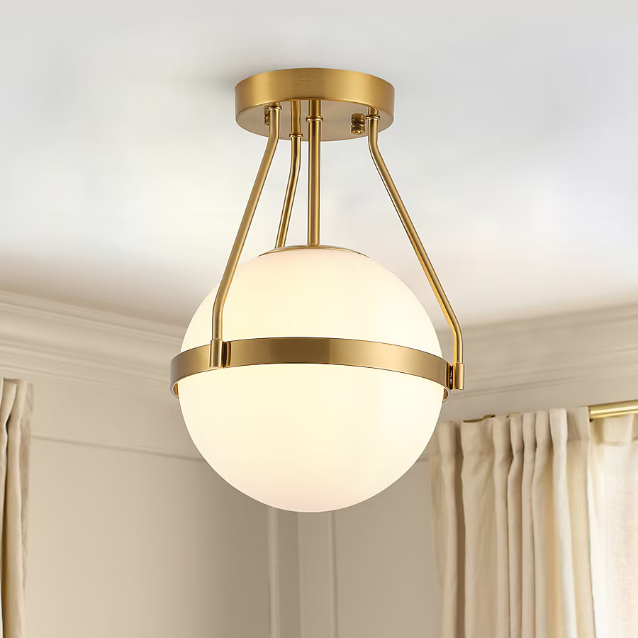 Aiwen 1 -Light 9.06-in Gold Semi Flush Mount Light | Lowe's