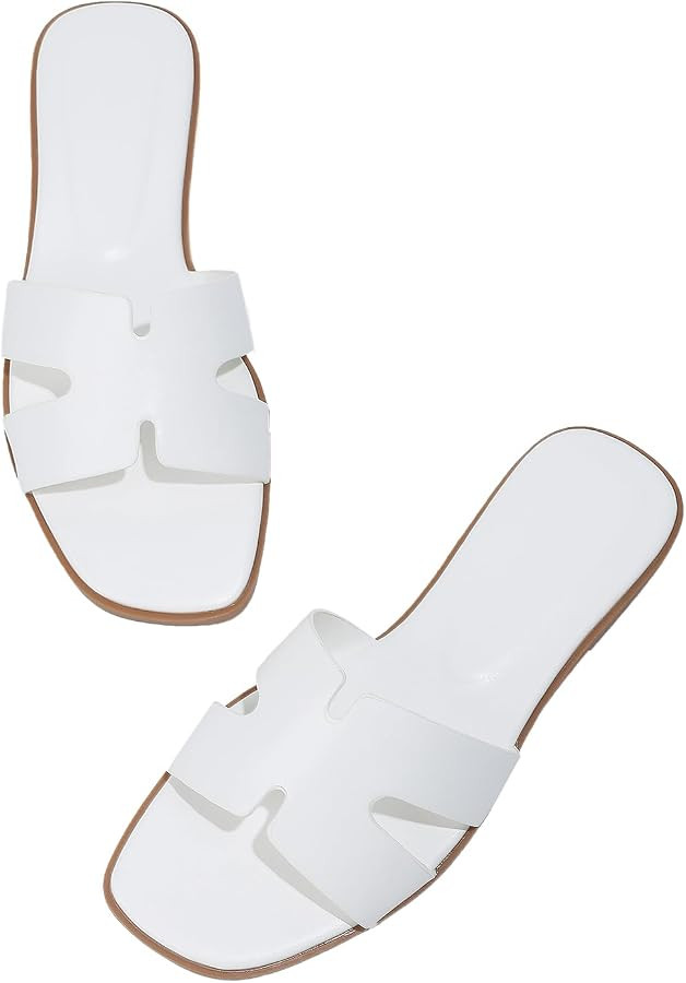 Stratuxx Kaze Open Toe Flat Dress Sandals Womens Slide Comfortable Summer Black, White, Tan Sanda... | Amazon (US)
