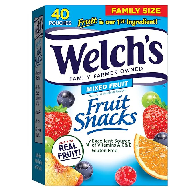 Welch's Fruit Snacks, Mixed Fruit Snack Box, Gluten Free, 0.8oz Snack Packs (Pack of 40) | Amazon (US)
