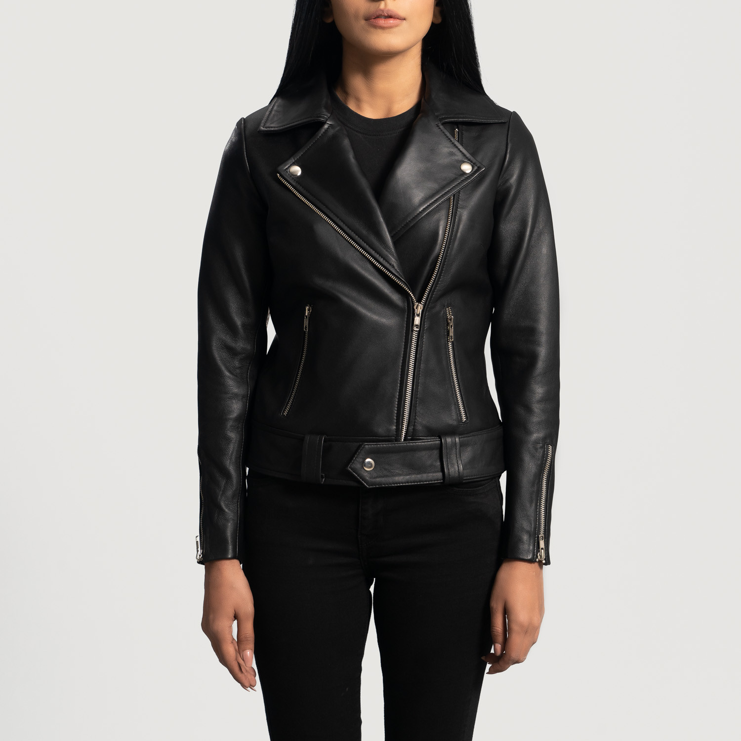 Rumy Black Leather Biker Jacket | The Jacket Maker