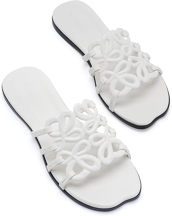 Flat Sandals for Women 2026 Luxury Open Toe Dressy Slip On Sandals Comfortable Slides for Summer | Amazon (US)