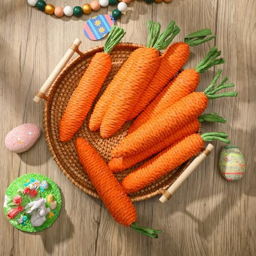 Lunmon 16 Pieces Spring Easter Jute Fabric Carrots Artificial Carrot Easter Carrots Toy Artificial Fabric Carrot Bunny Decor Seasonal Vegetable Toys for Home Tiered Tray Kitchen Party Decor | Amazon (US)