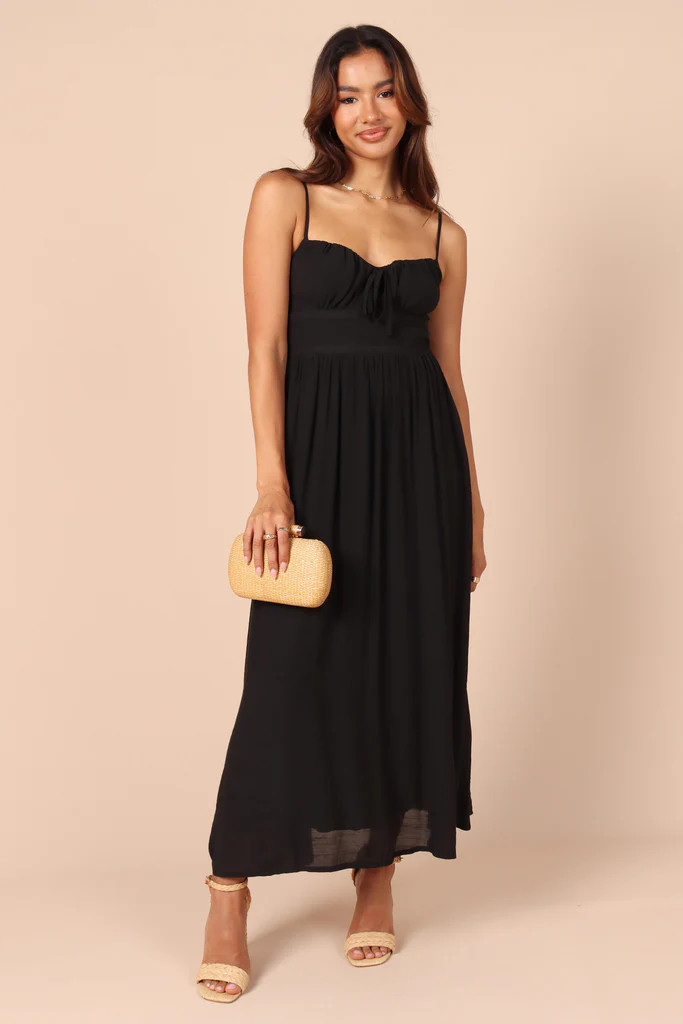 Darcie Sweetheart Neckline Midi Dress - Black | Petal & Pup (US)