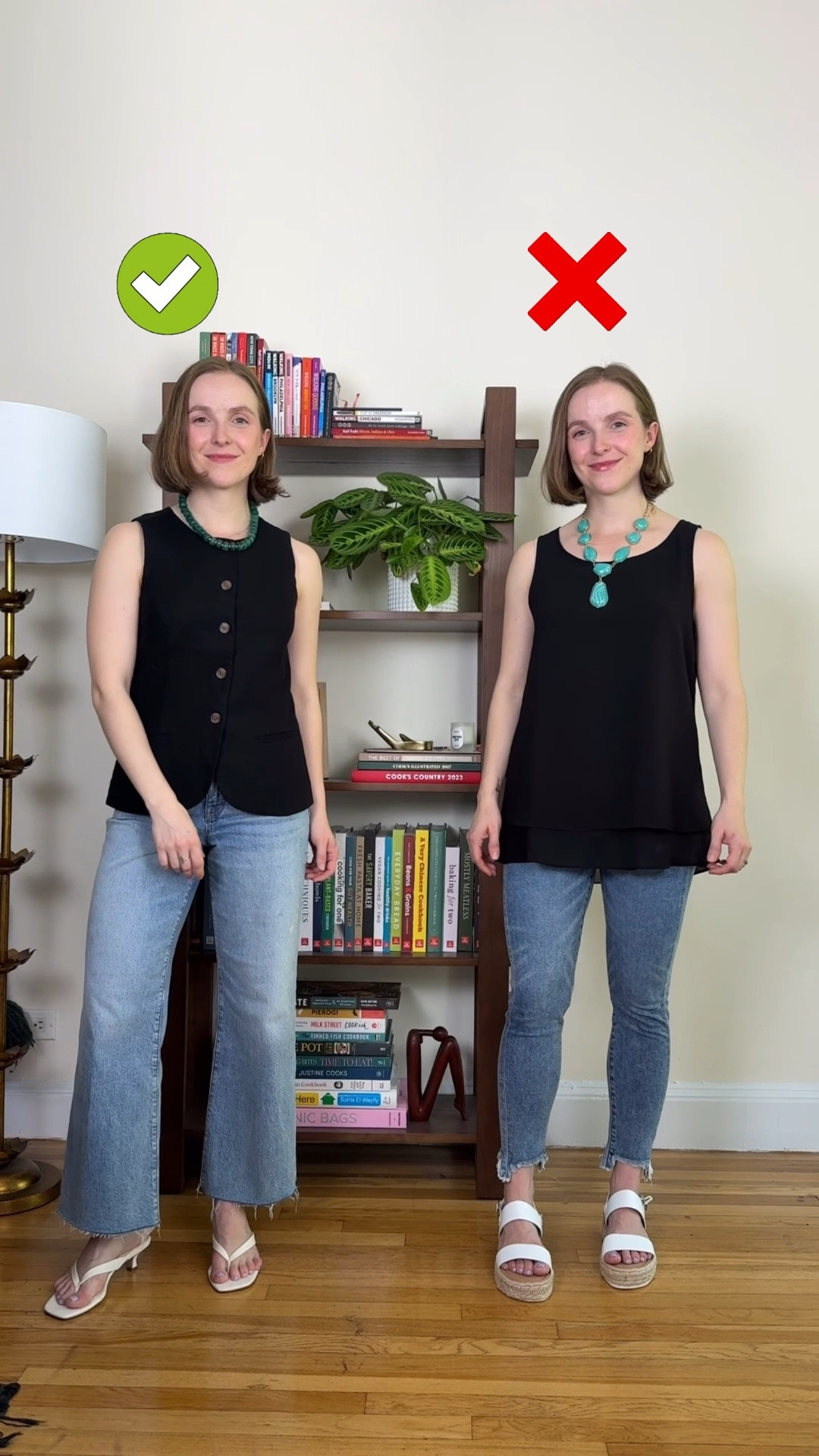 Millennial outfit makeover. Wearing xs vest (fits relaxed) 25 regular raw hem jeans (we’re 5ft 2) patch pocket jeans are inseam 26 size 25

#LTKSaleAlert
