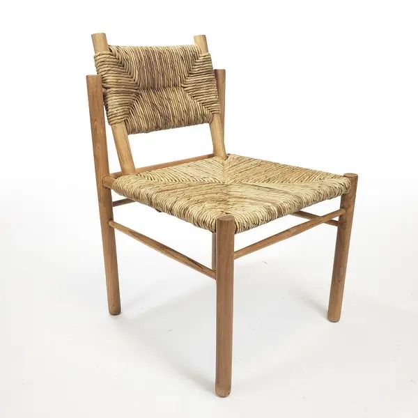 Majah Weaved Rush and Teak Wood Accent Chair - Overstock - 35742002 | Bed Bath & Beyond