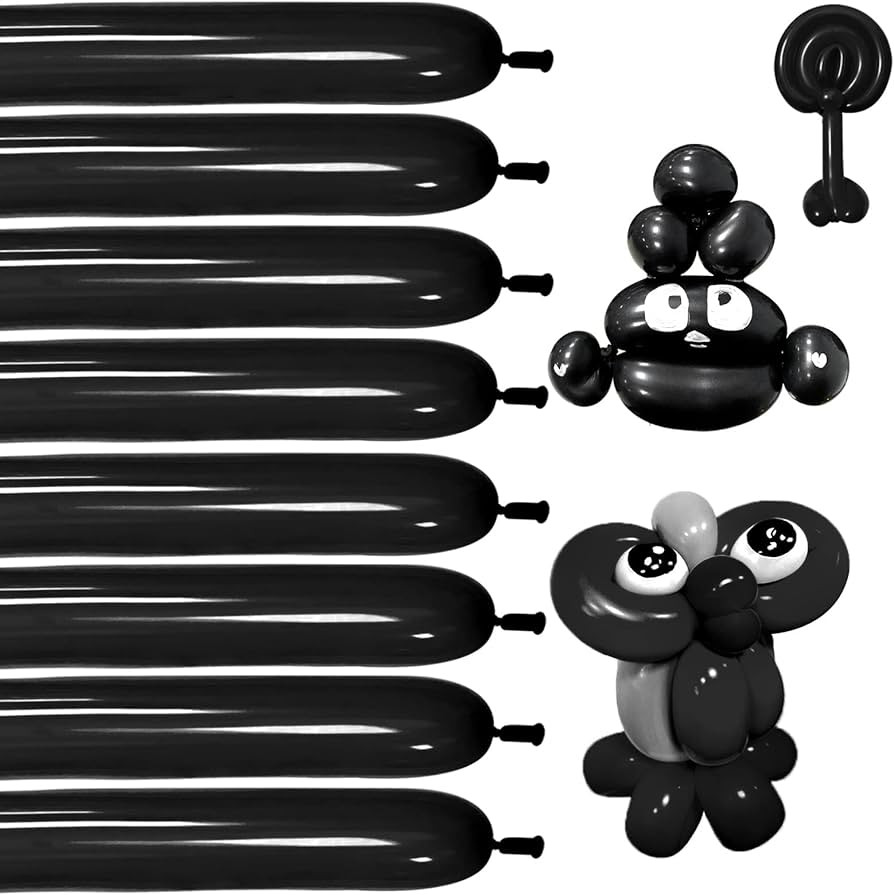 Black 260 balloons, Thickening Latex Black 260q Balloons for Animal Model, 100pcs Black Long Twis... | Amazon (US)