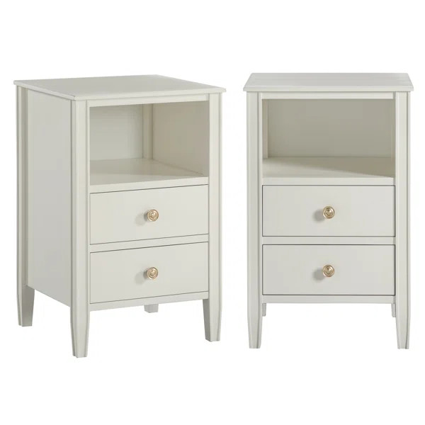 Ahouh 2-drawer Storage Nightstand - Set of 2 | Wayfair North America