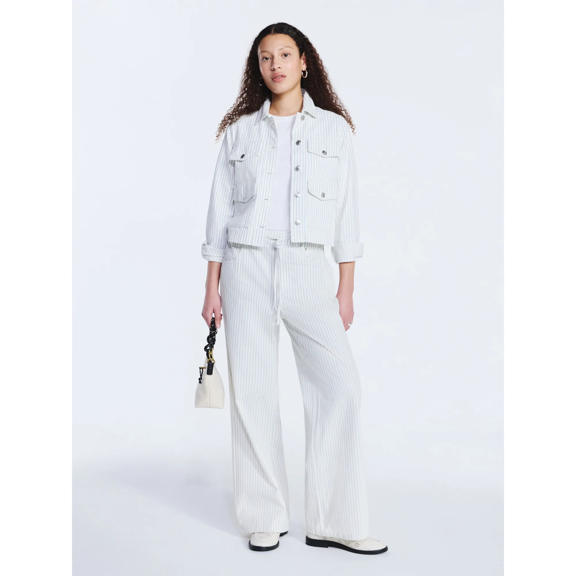 Free Assembly Women's and Women's Plus Striped Wide Leg Relaxed Jeans with Elastic Waist, Sizes X... | Walmart (US)