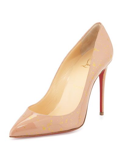 Pigalles Follies Red Sole Pump, Nude/Gold | Neiman Marcus