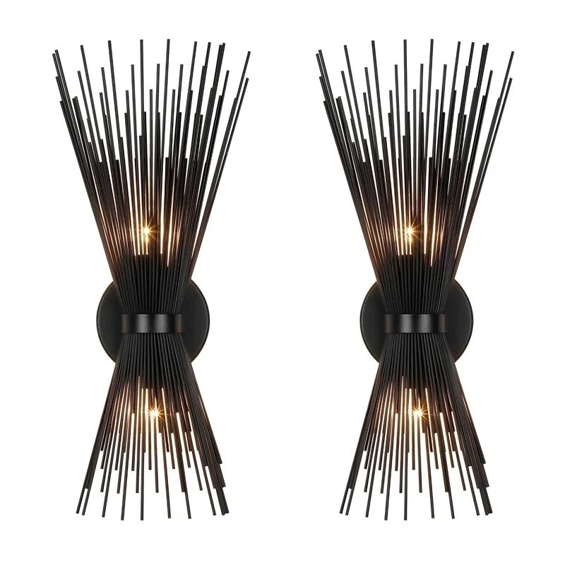 Annalina Duo Wall Scones Light Metal Spike Wall Sconce Black Color (Set of 2) | Wayfair North America