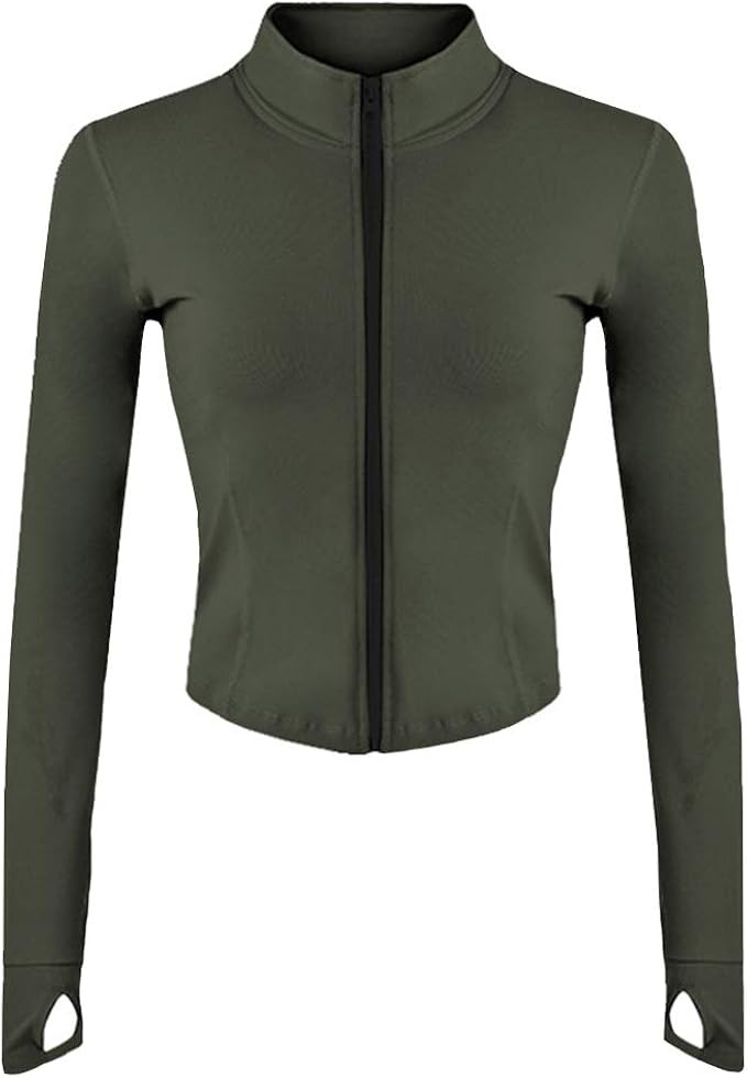 Gihuo Women's Athletic Full Zip Lightweight Workout Jacket with Thumb Holes | Amazon (US)