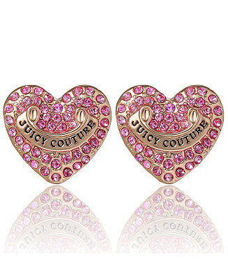 Juicy Couture Heart Crystal Stud Earrings - Gold-Tone with Crystals - Macy's | Macy's
