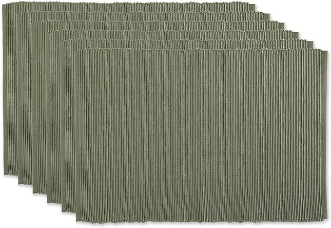 DII Basic Everyday Ribbed Tabletop 100% Cotton, Placemat Set, 13x19, Artichoke, 6 Piece | Amazon (US)