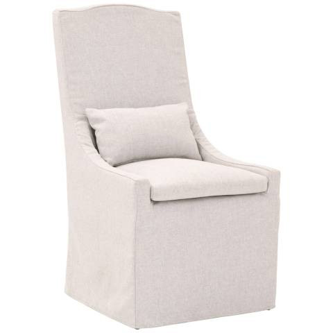 Adele Outdoor Slipcover Dining Chair, Performance Blanca, Gray Teak | Lamps Plus