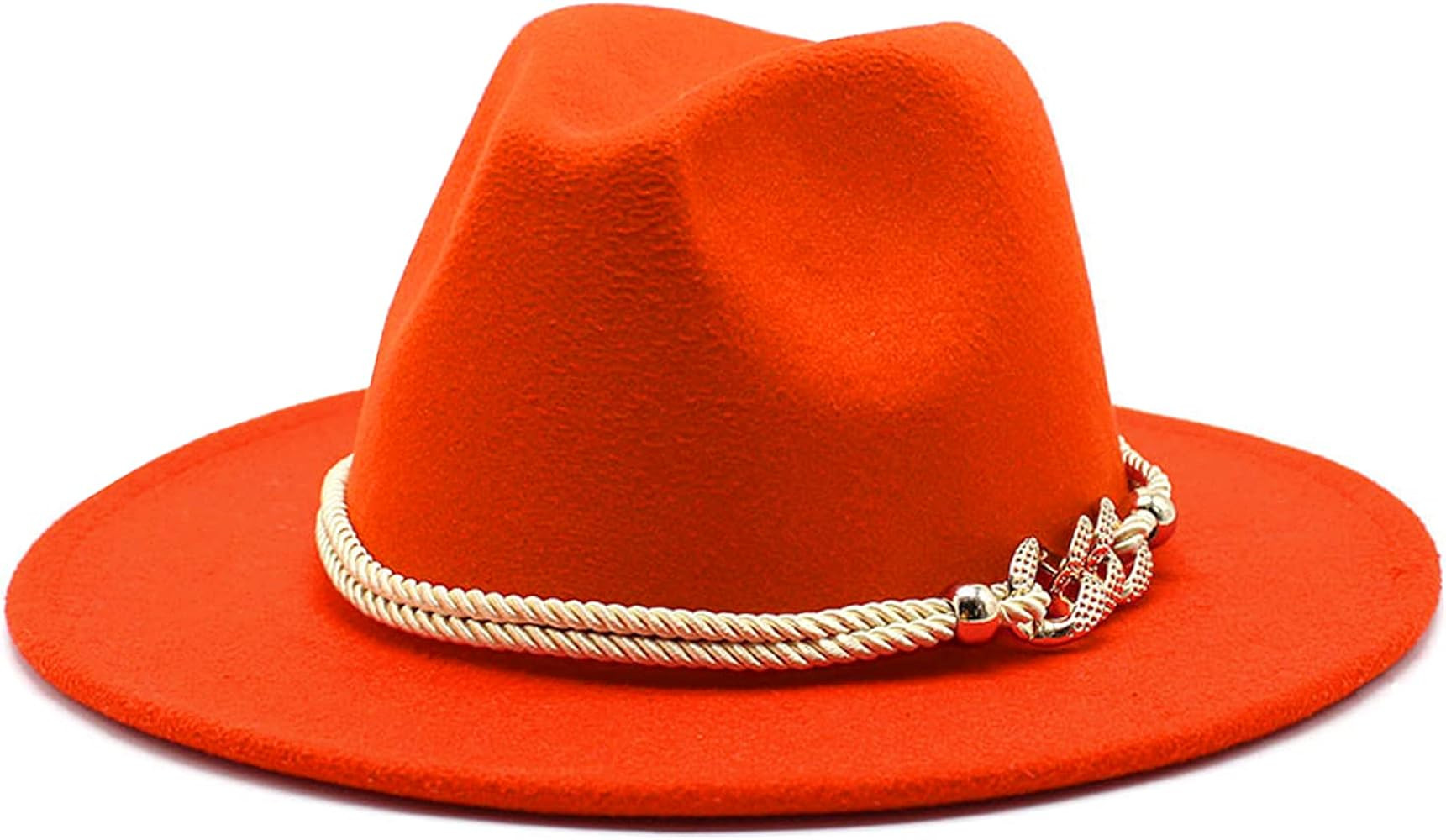 Gossifan Lady Fashion Wide Brim Felt Fedora Panama Hat with Ring Belt | Amazon (US)