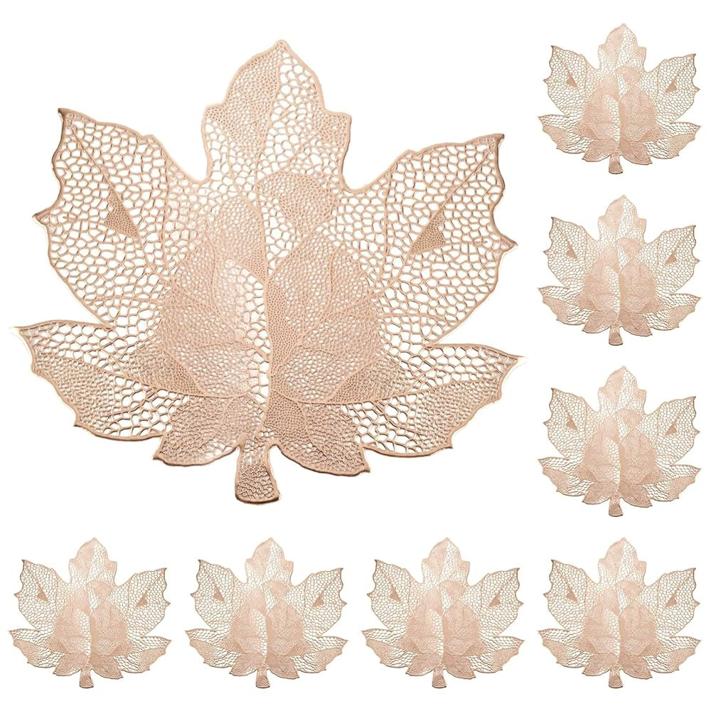 Fall Leaf Placemats Set of 8,Thanksgiving Placemats Harvest Maple Placemats 16X17inch for Party, ... | Amazon (US)