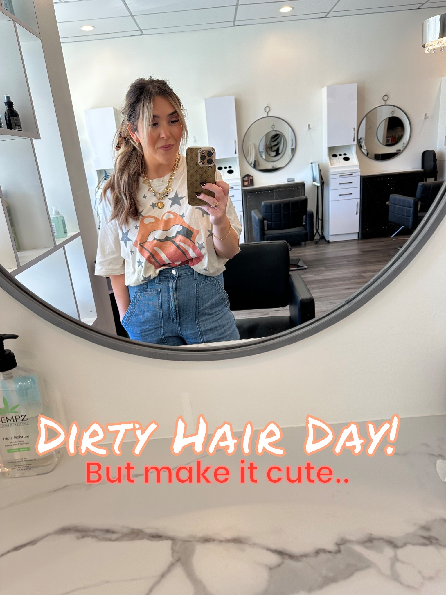 Let’s make this casual behind the chair outfit cute.. featuring my dirty hair! 
Oversized shirt tucked in, but what you can’t see one of my new favorite pair of booties from #kohls ! 
Light colored snake skin.. chefs kiss 🤌💋 
Pics to come!!
#behindthechair #workingmom #target #targetfashion #targetjeans  

#LTKWorkwear #LTKStyleTip #LTKMidsize