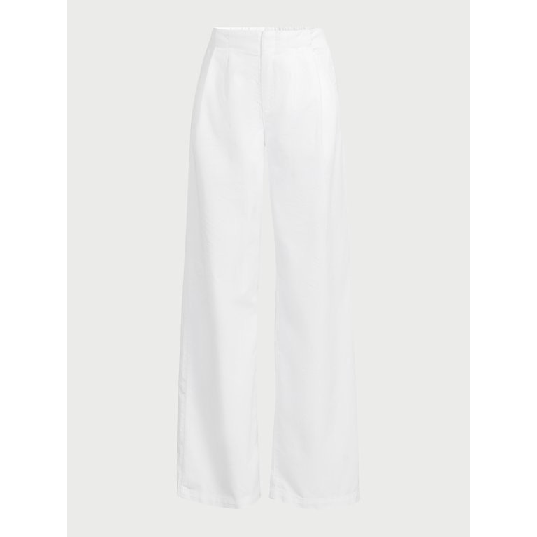 Sofia Jeans Women's Melisa Lightweight Luxe Mid Rise Wide Leg Trousers, 32" Inseam, Sizes 0-20 | Walmart (US)