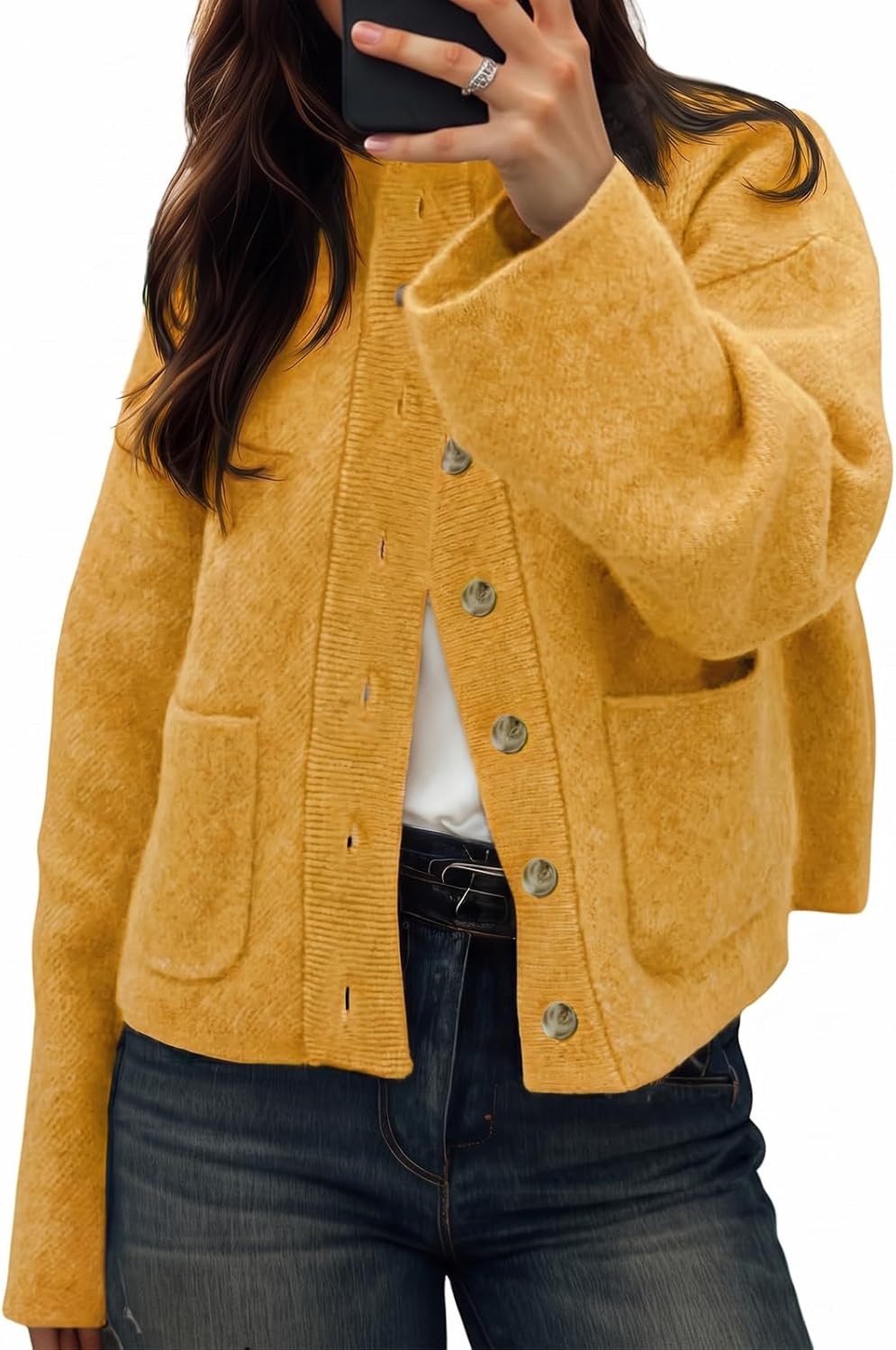 Cicy Bell Womens Chunky Knit Cardigan Sweater Button Down Open Front Jacket | Amazon (US)