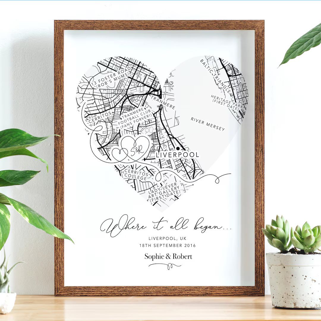 Personalised Couples Anniversary Gift, Where It All Began Map Wedding Gift, Valentines Gift for H... | Etsy (US)