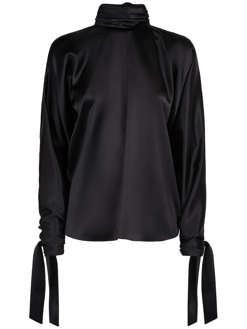 Silk shirt w/ knot cuffs - Saint Laurent - Women | Luisaviaroma | Luisaviaroma