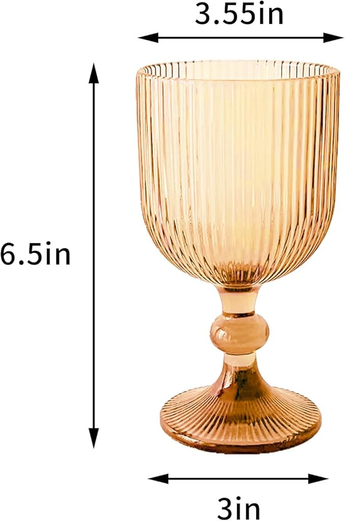 Vintage Wine Glasses Set of 6, 11 Ounces Colored Glass Water Goblets, Colorful Unique Embossed Pa... | Amazon (US)